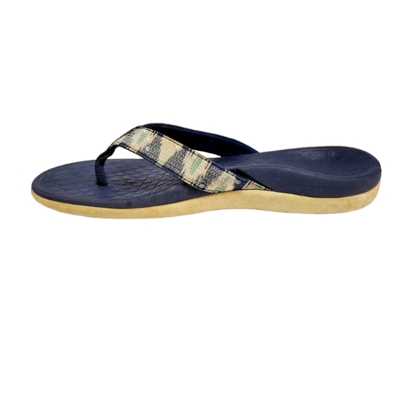 Vionic Tide ll Zebra Sequined Blue Flip Flop Thong Sandals - Picture 9 of 13